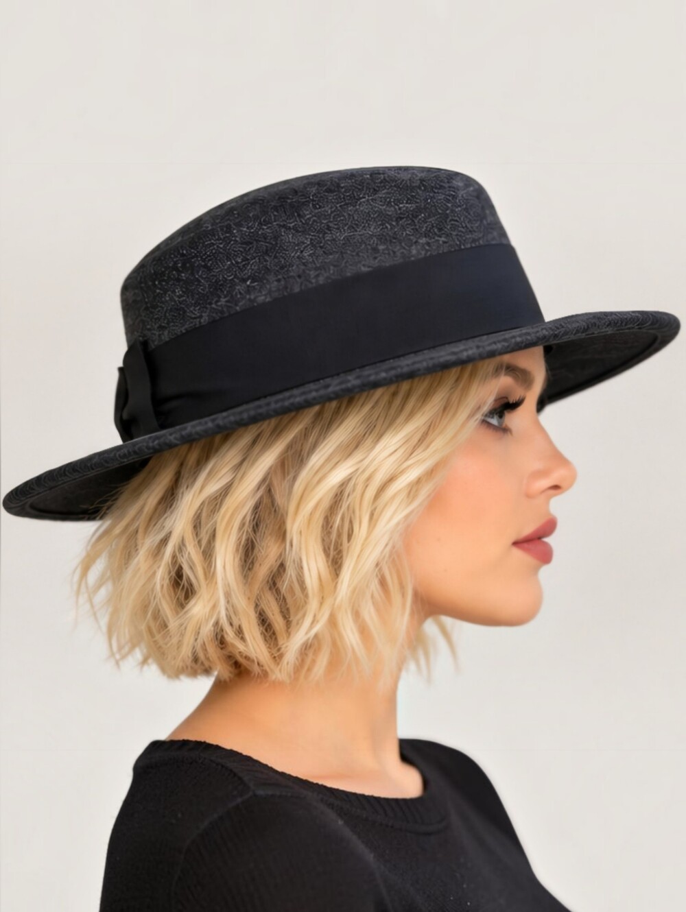 Lite Felt Gray Wool Bolero Gaucho Style Wide Brim Hat 22" cc